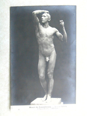 J839 Postcard Statue of a nude man Musee Du Luxembourg Rodin