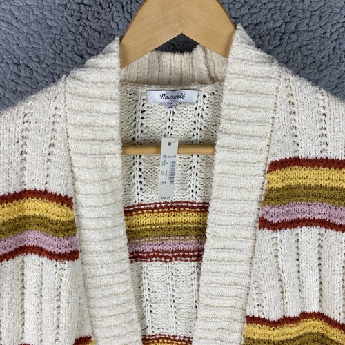 madewell cardigan striped diaz open cropped Size Small Rainbow Yarn Open Front - Picture 2 of 9
