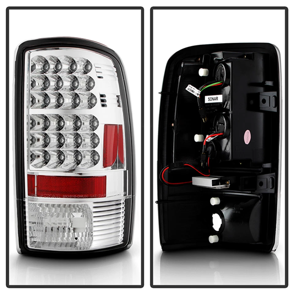 Par de lanternas traseiras de LED Spyder cromadas transparentes para Chevy Suburban, Tahoe e GMC Yukon XL - Imagem 3 de 4