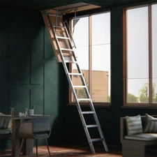 54 inch Retractable Aluminum Attic Ladder Adjustable Ladder Portable Loft Stairs