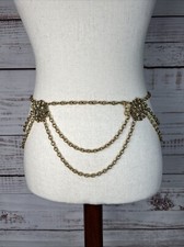 Vintage Tassel Chain Gold Toned With Flower Bunches Belt