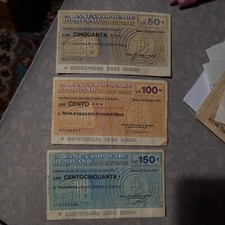 LOTTO 3 MINIASSEGNI BANCONOTE BANCA POPOLARE MILANO  1976 1977 OTTIME CONDIZIONI