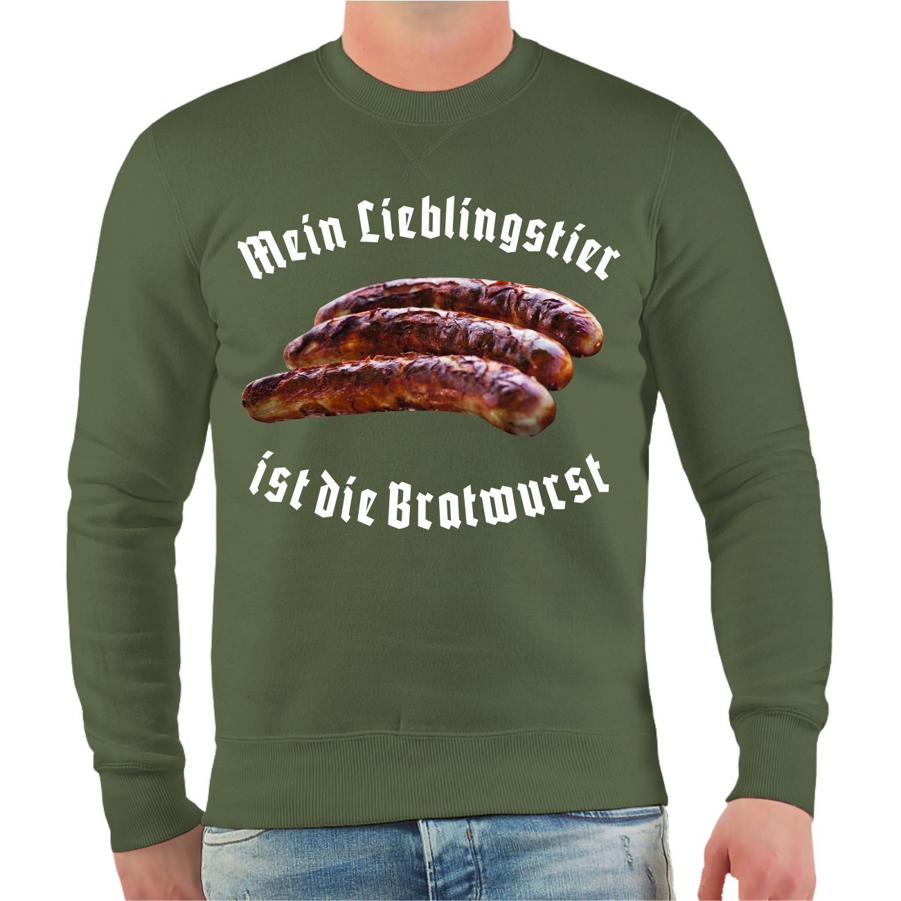 Sweatshirt Mein Lieblingstier ist die Bratwurst lustig Spruch Thüringer Geschenk