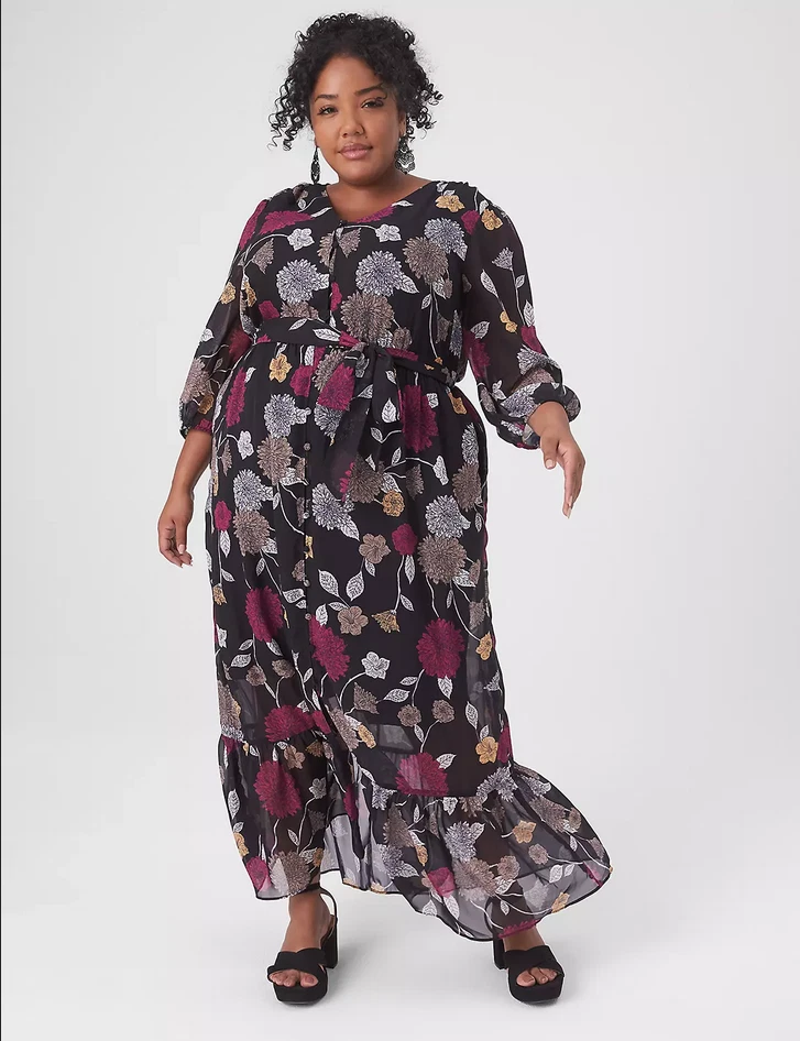 NEW LANE BRYANT 3/4 SLEEVE ROMANTIC BUTTON-DOWN CHIFFON MAXI DRESS SZ 20 |  eBay