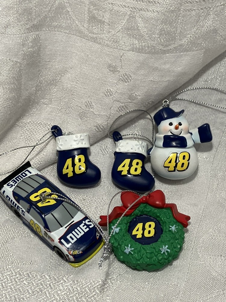 NASCAR #48 race car Christmas ornaments / lot of 5
