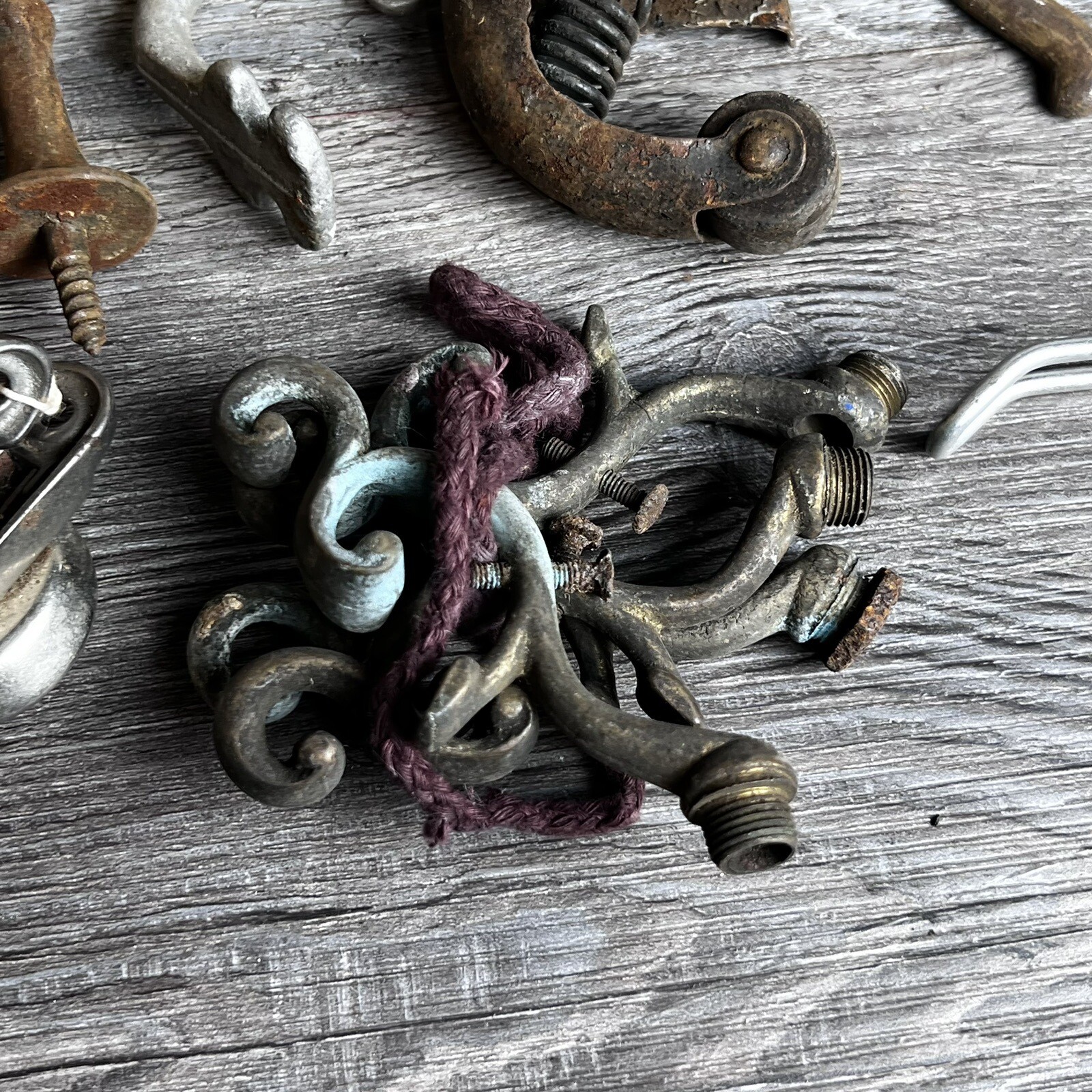 Lot Of Early Vintage Brass Cast Iron Door Hardware Various Parts eBay