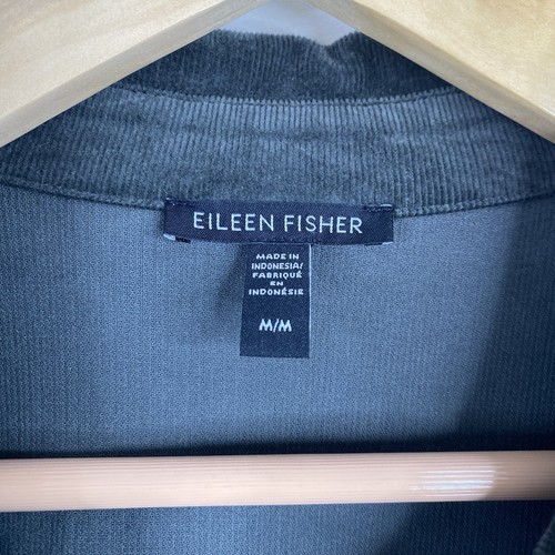 Eileen Fisher Corduroy Shirt Jacket M Green Shacket Organic Minimalist Utility - Picture 10 of 15
