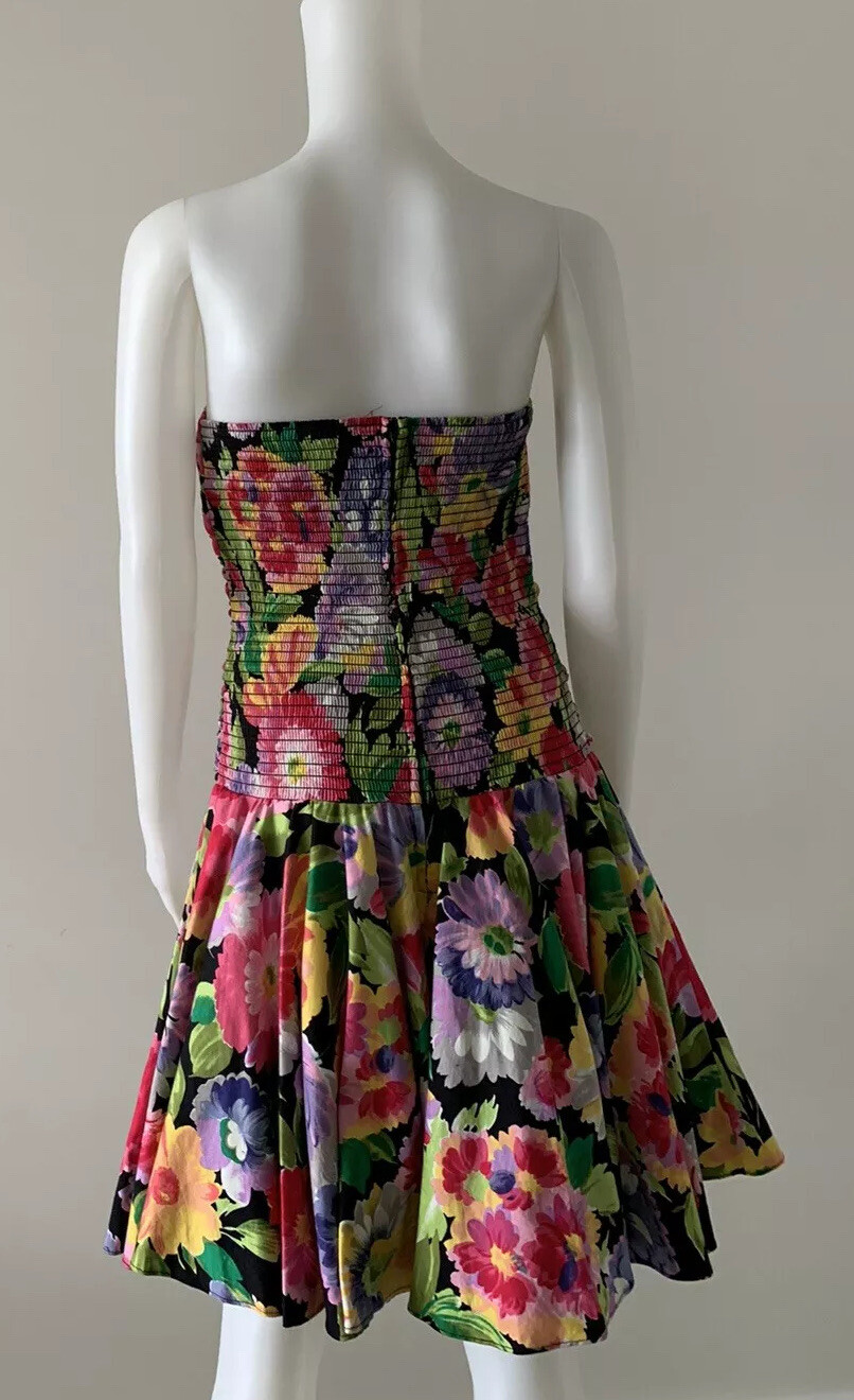 VINTAGE 80s By POSITIVELY ELLYN Strapless Flowers Dress With Crinoline ...