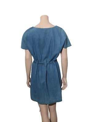 tularosa denim dress Tularosa Savannah Denim Mini Dress Womens Small Blue 3/4 Sleeve Button  Front