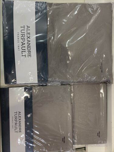 Alexandre Turpault King Fitted Sheet and 2 King Pillowcases Mink Sateen Cotton - Picture 3 of 7