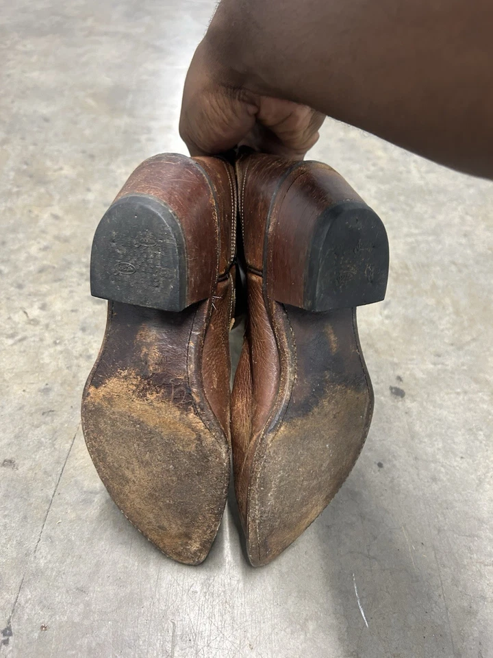 Botas Justin Para Mujer Talla 7 B Marrón con Hilo Púrpura Estilo L4952 Vaquera Western Foto 4 de 4