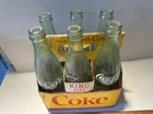 Vintage Coca-Cola King Size Glass Bottles 6 Pack & Cardboard Holder Carrier