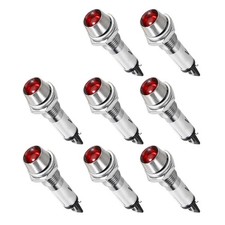 8pack Indicator Light DC 24V Red Metal Shell Panel Mount 5/16" 8mm