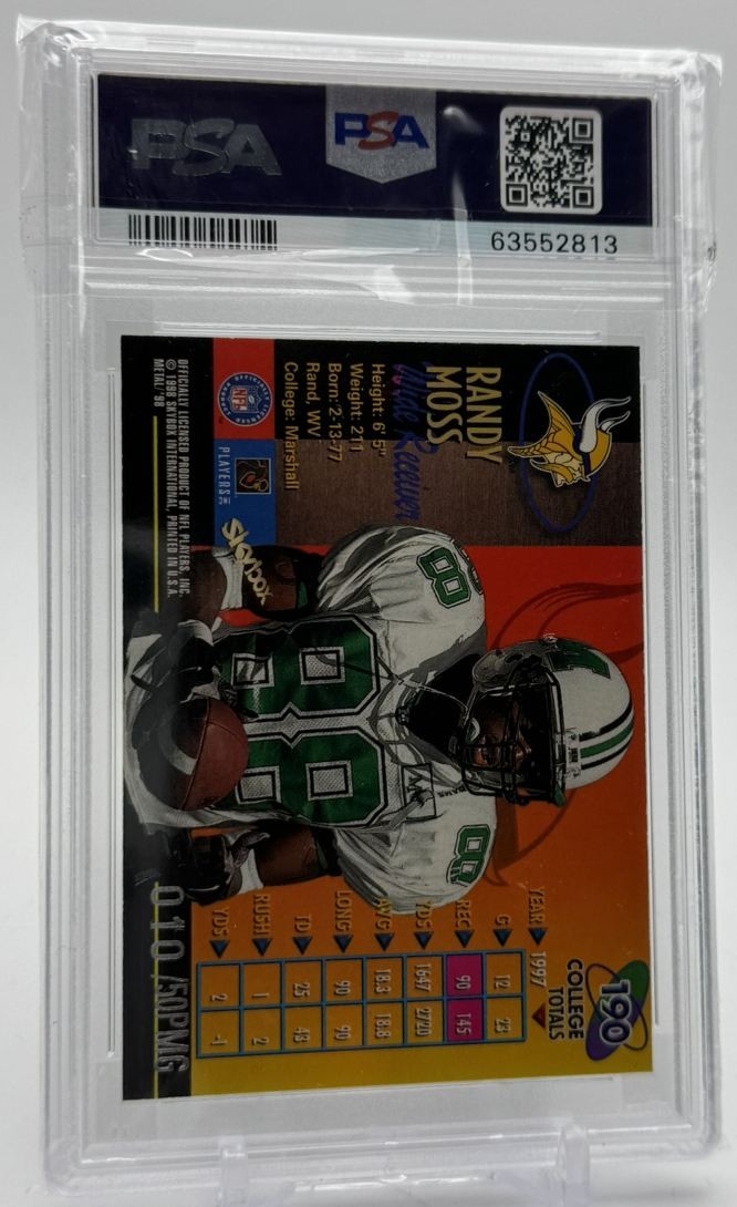 1998 Metal Universe Randy Moss Rookie 10/50 PSA 8 Minnesota