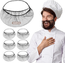 100Pcs Disposable Beard Nets for Food Service, Breathable Nylon, 18 Protective