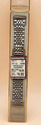 NOS Vintage Vogue strap Silver TONE WATCH BAND Center Clasp Adjustable NIB