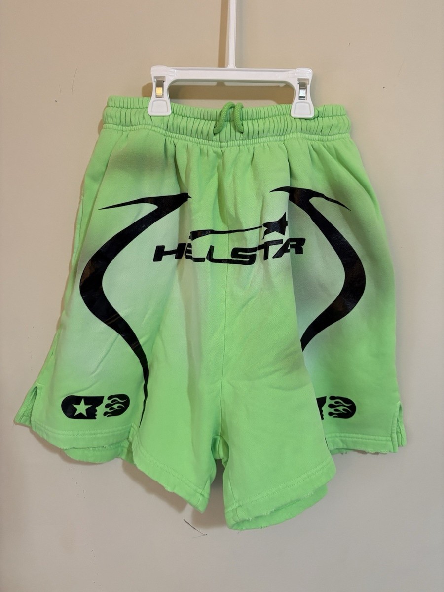 hellstar warm up shorts neon green size small | eBay