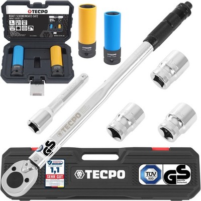 TECPO DREHMOMENTSCHLÜSSEL 1/2 ZOLL 40-210 NM + 17mm 19mm STECKSCHLÜSSEL NUSS-SET