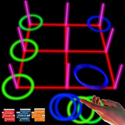 Ring Toss Games Glowing 3-in-1 Tic Tac Toe Game Indoor/Outdoor blue&green