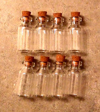Lot of 8 Mini Corked Clear Glass Bottles For Crafting 1-3/8" H x 5/8" W NWOT B 