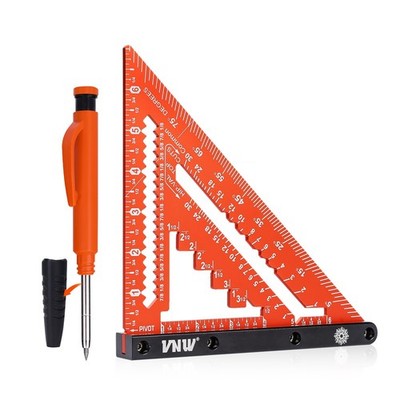 7inch Rafter Square with Carpenter Pencil, 1/8'' Precision Heavy Duty Aluminum...