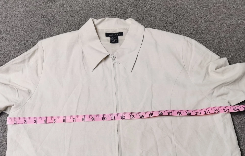 Silkland Silk & Linen Lined Full Zip Collared Box Jacket Size XL White - Image 2 of 4