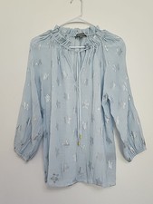 Alex & Parker Womens L Light Blue Silver Meta...
