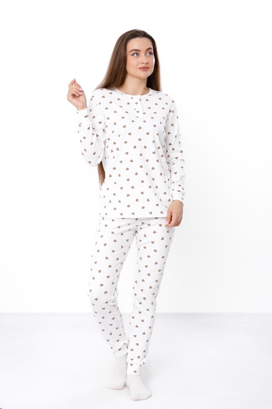 Women's cozy pajamas – Heart pattern, top with buttons,, Any season,  Nosi sv...