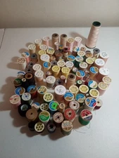 LOT OF 90 VINTAGE SEWING THREAD SPOOLS Various Brands and Colors New And Partial