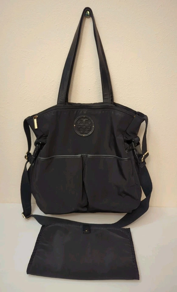 Tory Burch Nylon Cuero Ajustable Bandolera Mensajero Bolso Viaje Bebé Bolso Foto 2 de 4