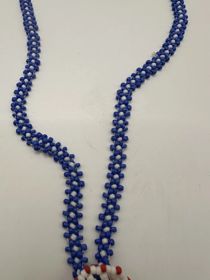 Collar colgante jefe con cuentas de semillas hecho a mano por nativos americanos 22" Foto 3 de 4