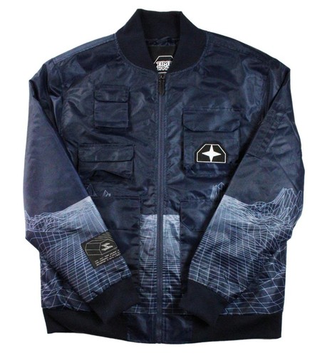 Time Space Mens Jacket L Bomber Full Zip Water Resistant Microfiber Blue $89 NEW