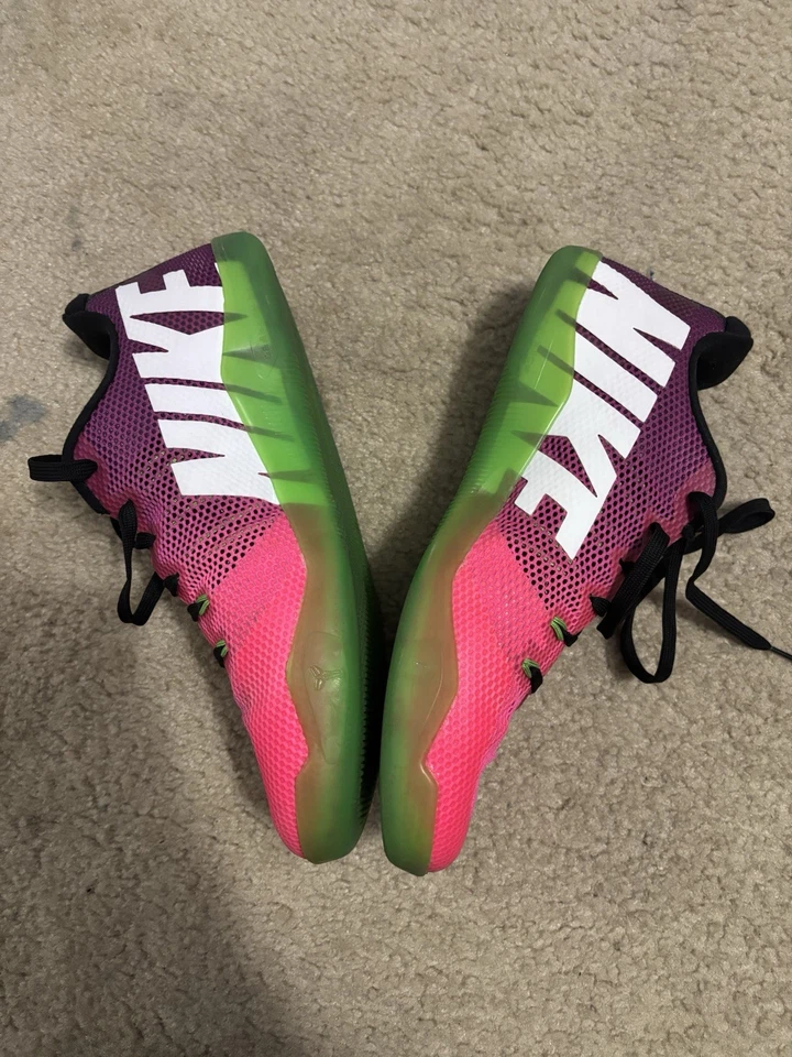 Nike Kobe 11 XI Low Men's Sneakers Hot Pink Neon Flash Green/Purple Mambacurial - Image 3 of 4