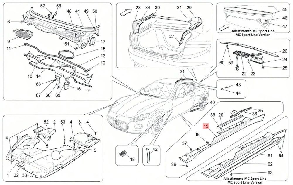 08-16 MASERATI GRANTURISMO LEFT DRIVER SIDE ROCKER PANEL SKIRT ASSEMBLY OEM