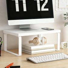 Wooden Monitor Stand Riser, Laptop Stand and Desk Organizer with Keyboard Sto...