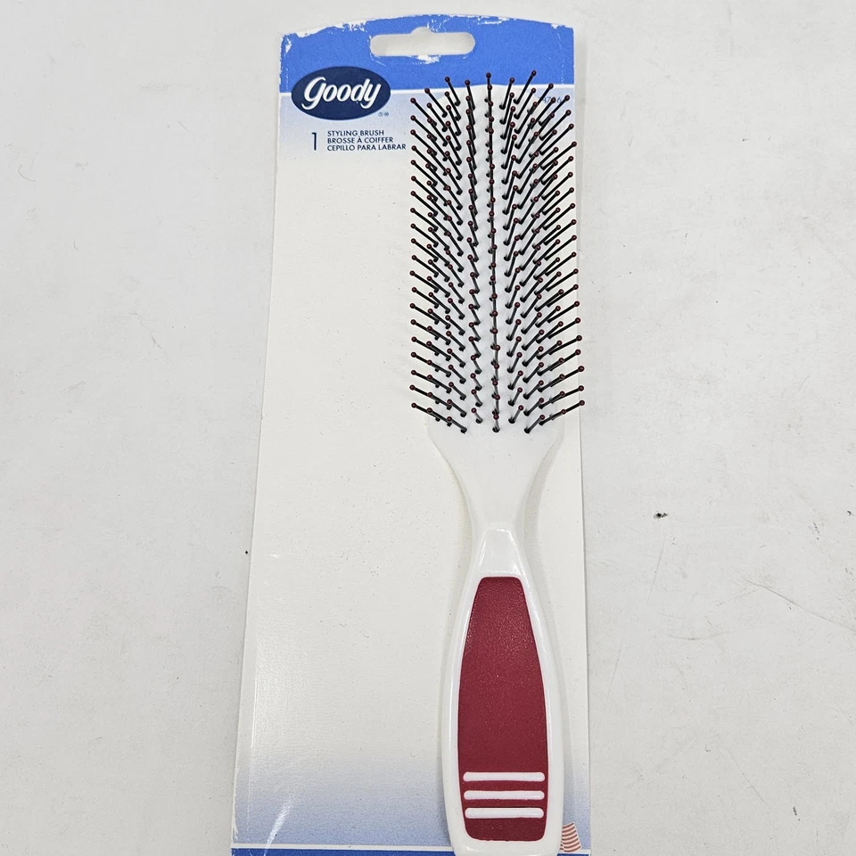 Vtg Goody Styling Brush 8" # 58726 Ball Tip Bristle Red 2002 - New Open Box - Image 2 of 4