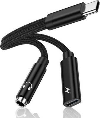 Adaptador para auriculares USB C a 3,5 mm con adaptador de carga rápida de 60W