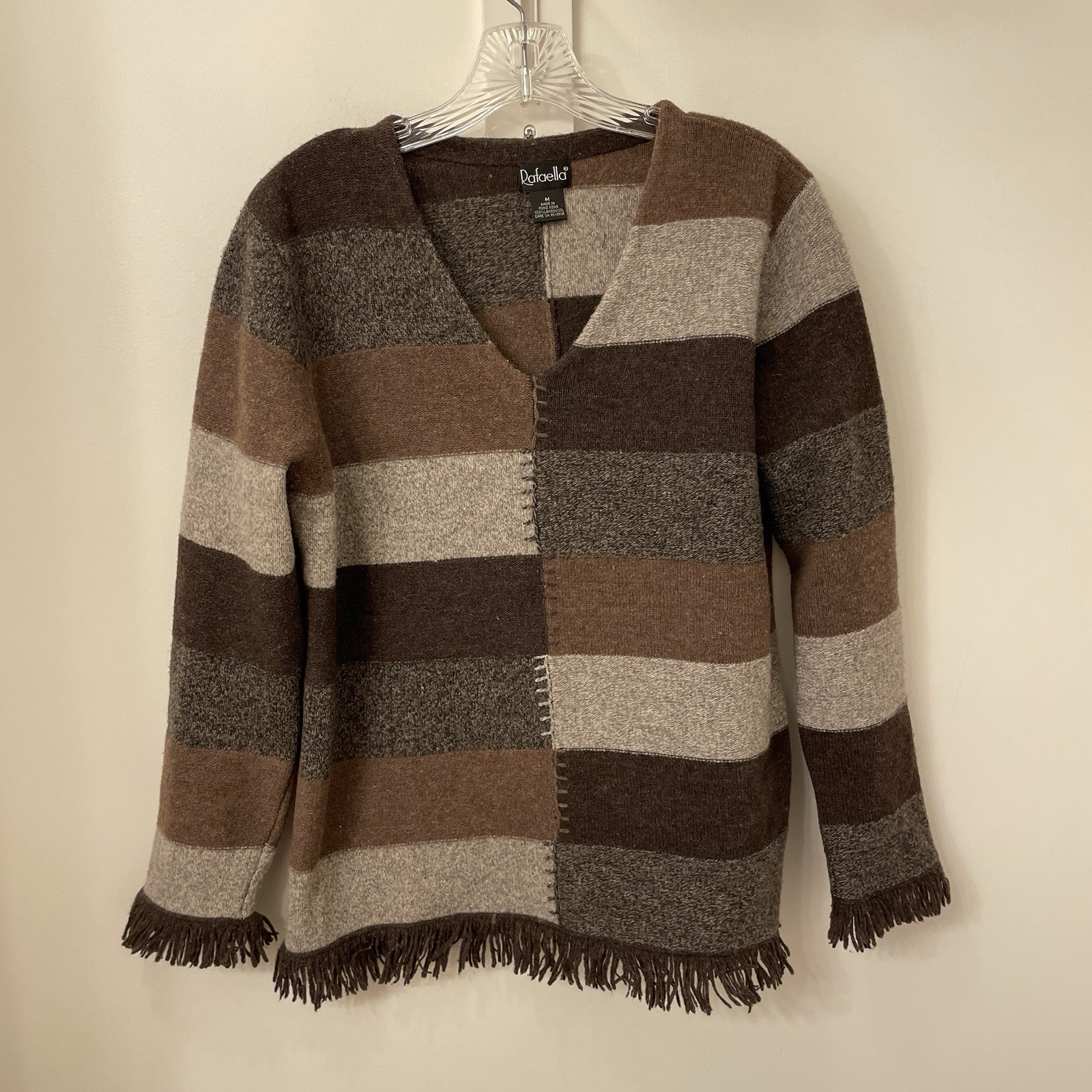 Rafaela 100% lambswool Boho patchwork sweater wit… - image 1