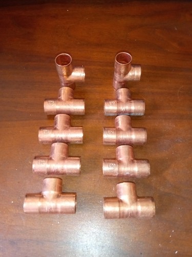 Lot 10 New Elkhart 1/2" x 1/2" x 1/2" copper tee CxCxC plumbing pipe fittings