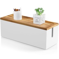 Large Cable Management Box, Wooden Cord Organizer Box for Desk, Floor, Office...