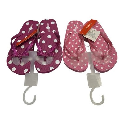 Joe Fresh Flip Flops Girls Size 12 Pink With Polka Dots Lot Of Two Pairs