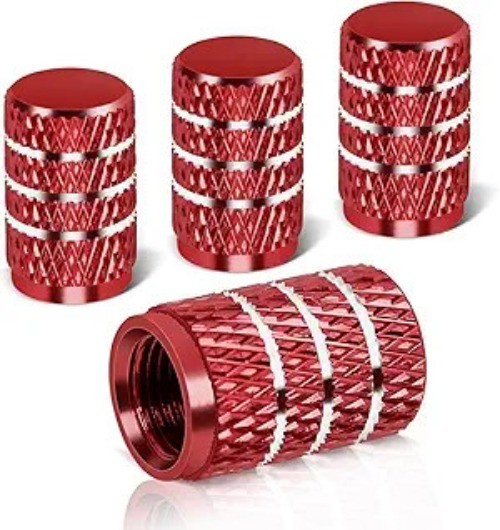 4PCS Aluminum Alloy Tire Valve Stem Caps for Tesla Model Y X S 3, Corrosion Red