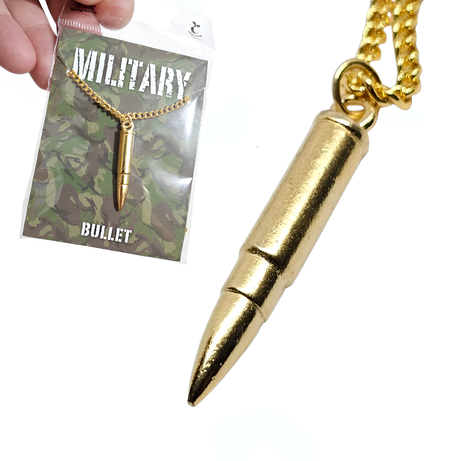 Bullet Pendant Military Gold Tone Rifle Ammunition Jewellery Presentation Pack