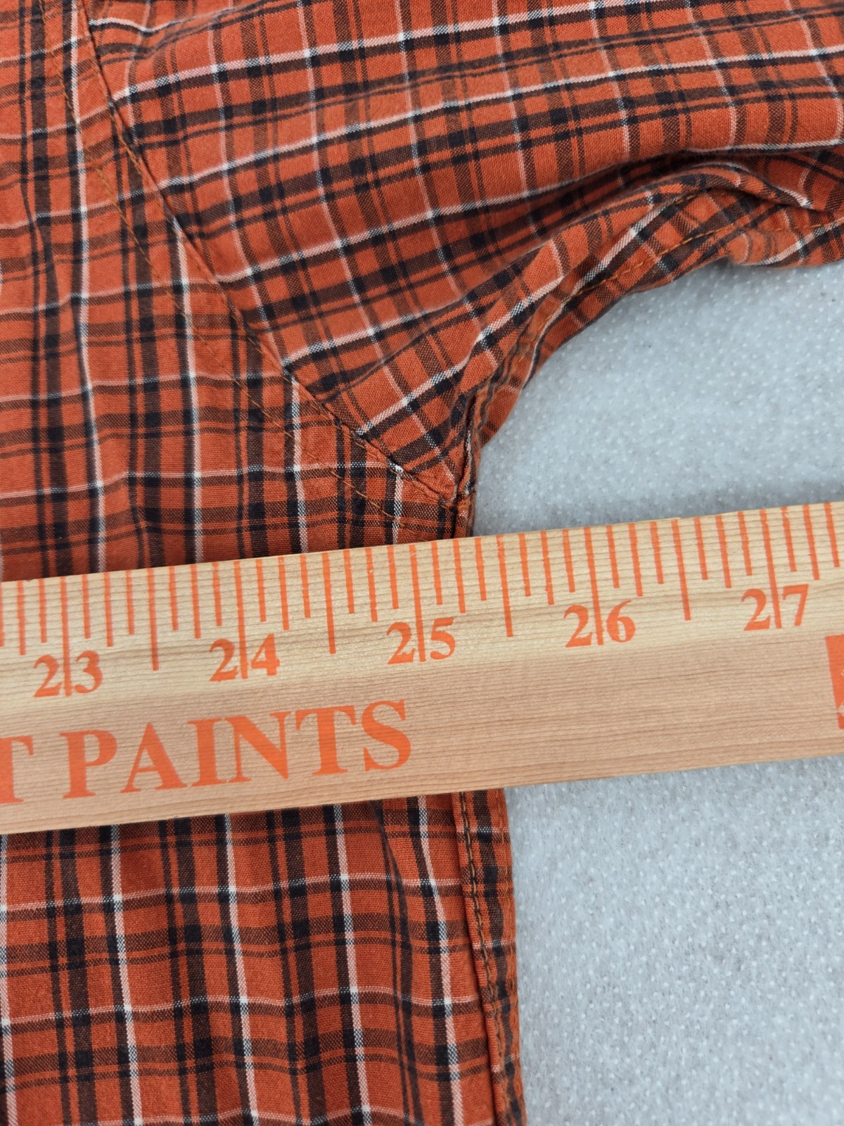 Columbia Shirt XLT TALL Orange Plaid Outdoor Pocket Long Sleeve Casual Men *