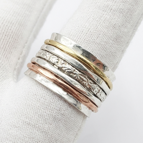 Handmade 925 Sterling Silver Spinner Ring Boho Band Gemstone Jewelry Gift For - Afbeelding 4 van 6