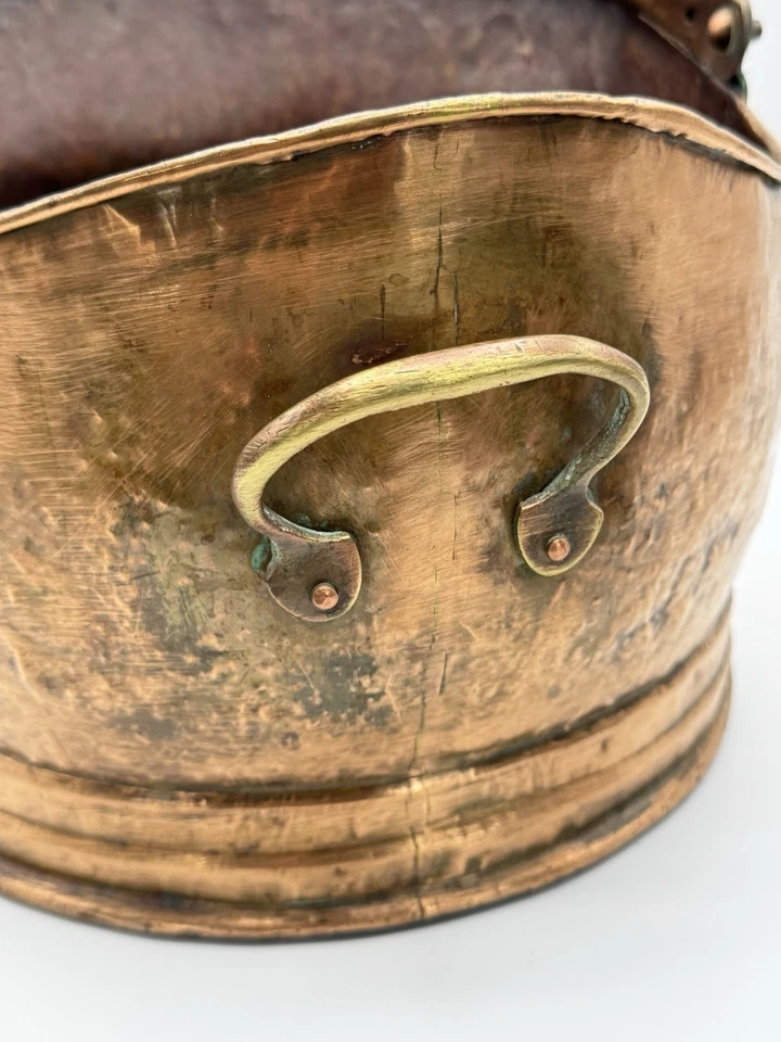 Медный угольный челнок в антикварном стиле АНГЛИЙСКИЙ камин ведро с ручкой 15 дюймов - Изображение 3 из 4