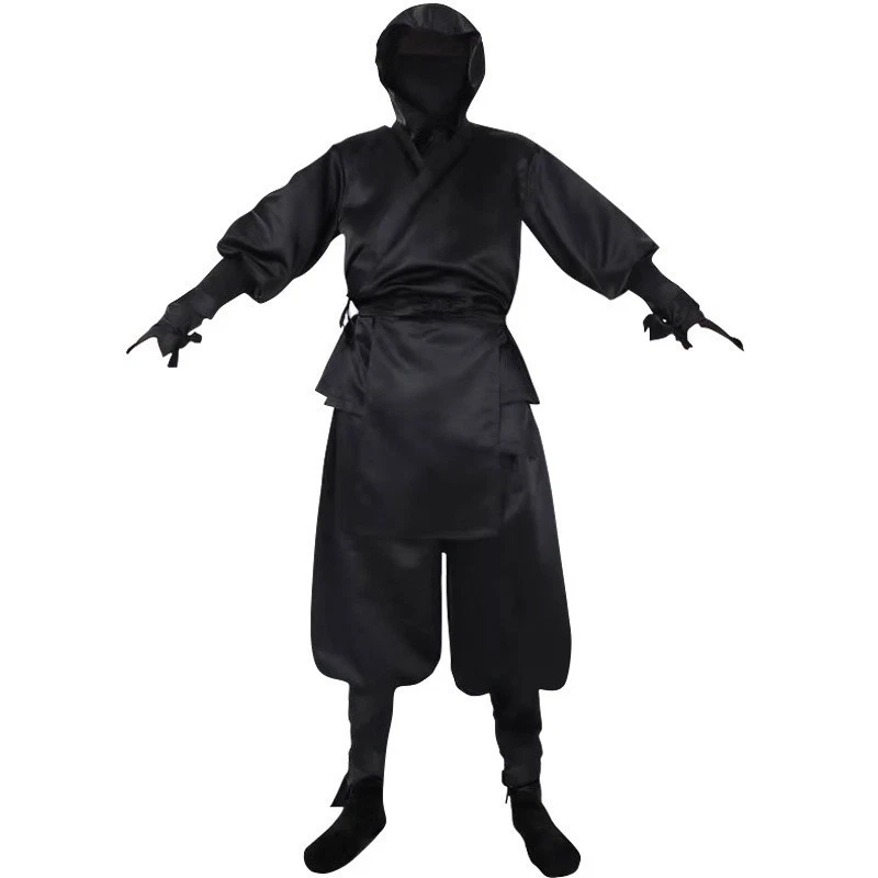 Traje de disfraces de ninja negro japonés para hombre disfraz de Halloween Foto 4 de 4