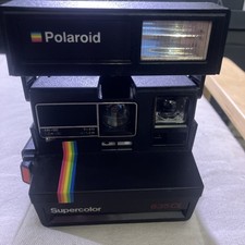Vintage Polaroid Supercolor 635CL Camera Rainbow Stripe w/ Strap, Untested