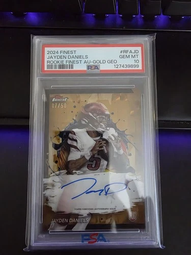 2024 Topps Finest Jayden Daniels Gold Refractor Auto RC #d 7/50 PSA 10 Gem Mint