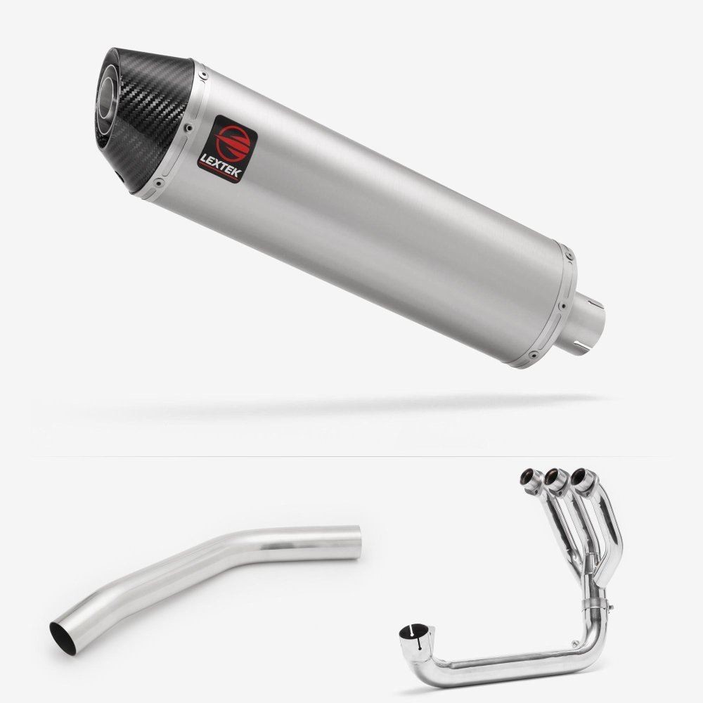 Lextek RP1 Gloss S/Steel Oval Exhaust System 400mm for Triumph Tiger 800 (10-21)